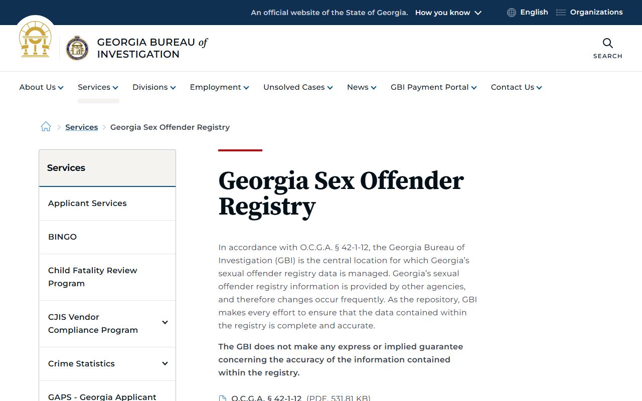 Monroe County arrest records GBI statewide sex offender registry