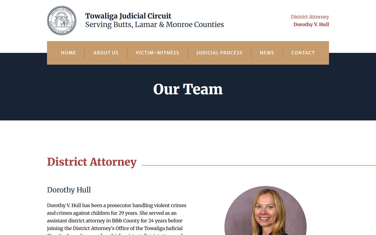 Monroe County criminal court records Towaliga DA team page