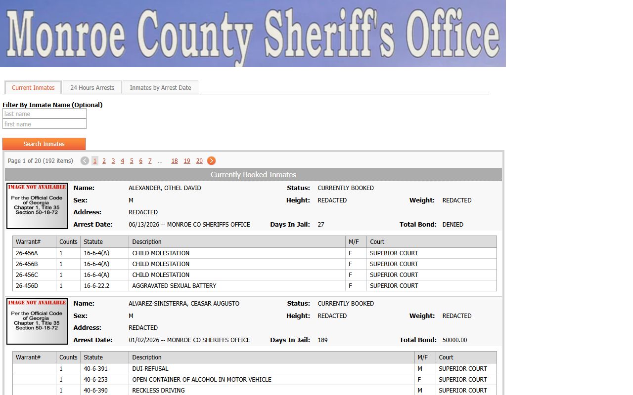 Monroe County inmate search roster portal