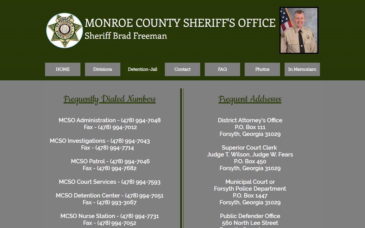 Monroe County inmate records sheriff frequent numbers