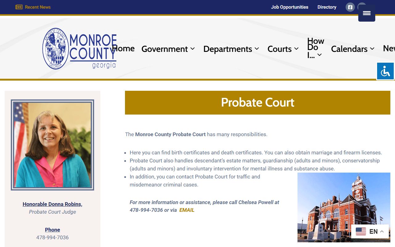 Monroe County probate records Probate Court page
