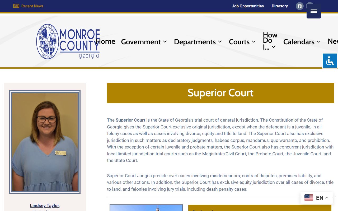 Monroe County Superior Court official court page