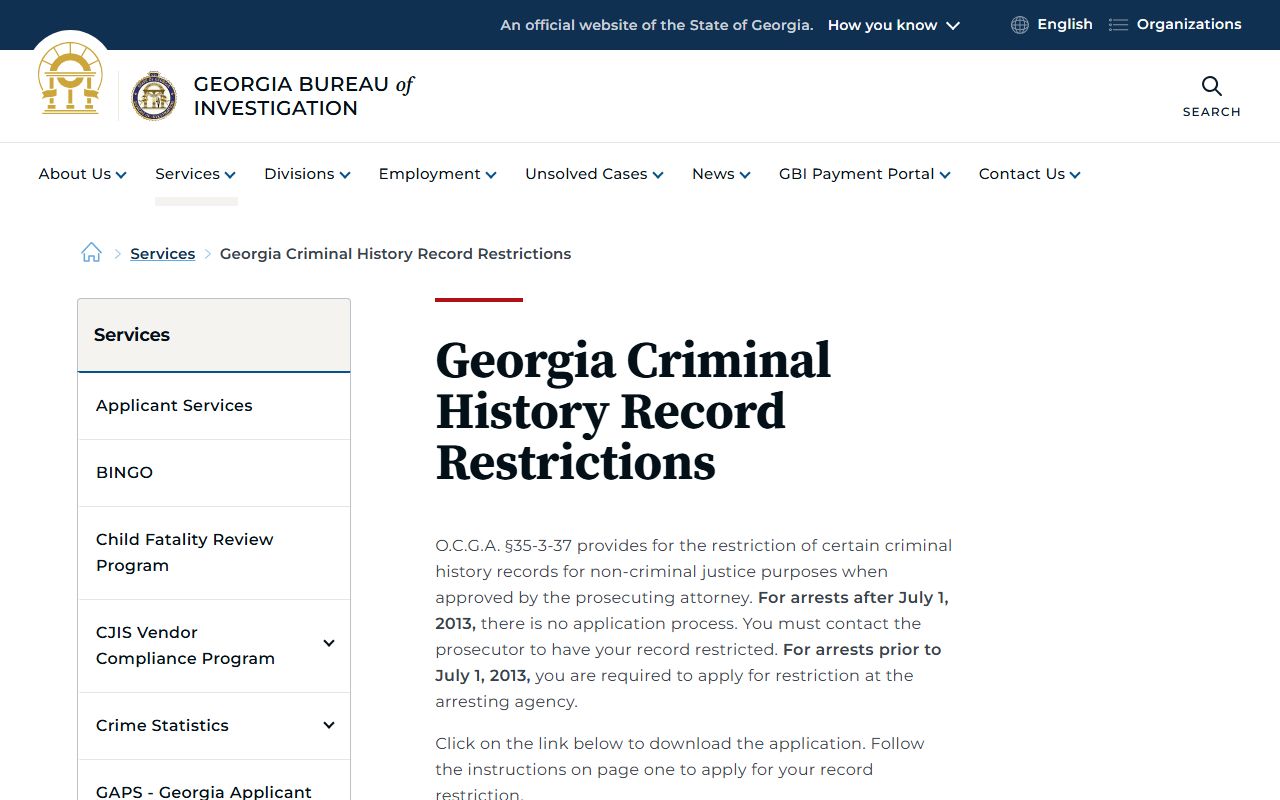 Monroe County warrant records GBI criminal history restriction page